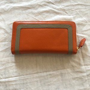 NWT KC Jager 100% Leather Orange Wallet